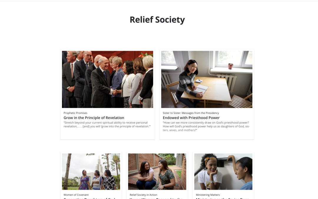 Church of Jesus Christ of Latter-day Saints Releases New Relief Society Website