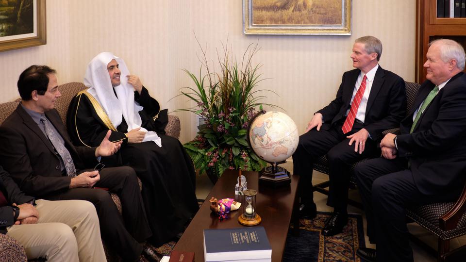Elder David A. Bednar of the Quorum of the Twelve Apostles (second from right) and Elder Anthony D. Perkins of the Seventy (far right) greet His Excellency Dr. Mohammad Al-Issa, secretary-general of the Muslim World League, on November 5, 2019.
2019 BY INTELLECTUAL RESERVE, INC. ALL RIGHTS RESERVED.
