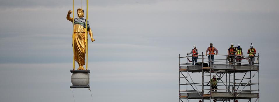 Angel Moroni Statue and Capstone Removed from Salt Lake Temple of the Church of Jesus Christ of Latter-day Saints
