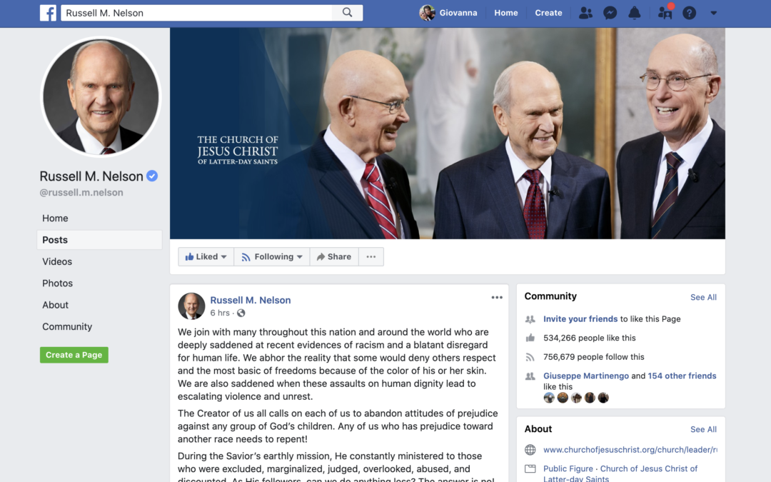 President Russell M. Nelson Shares Social Post about Racism and Calls for Respect for Human Dignity