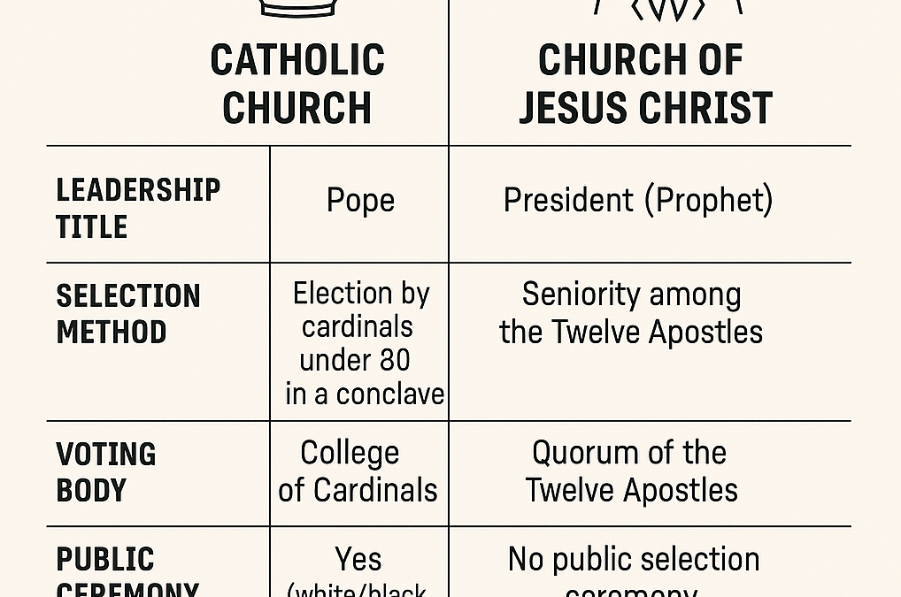 Leadership Succession Comparison: Catholic Church vs. Church of Jesus Christ of Latter-day Saints